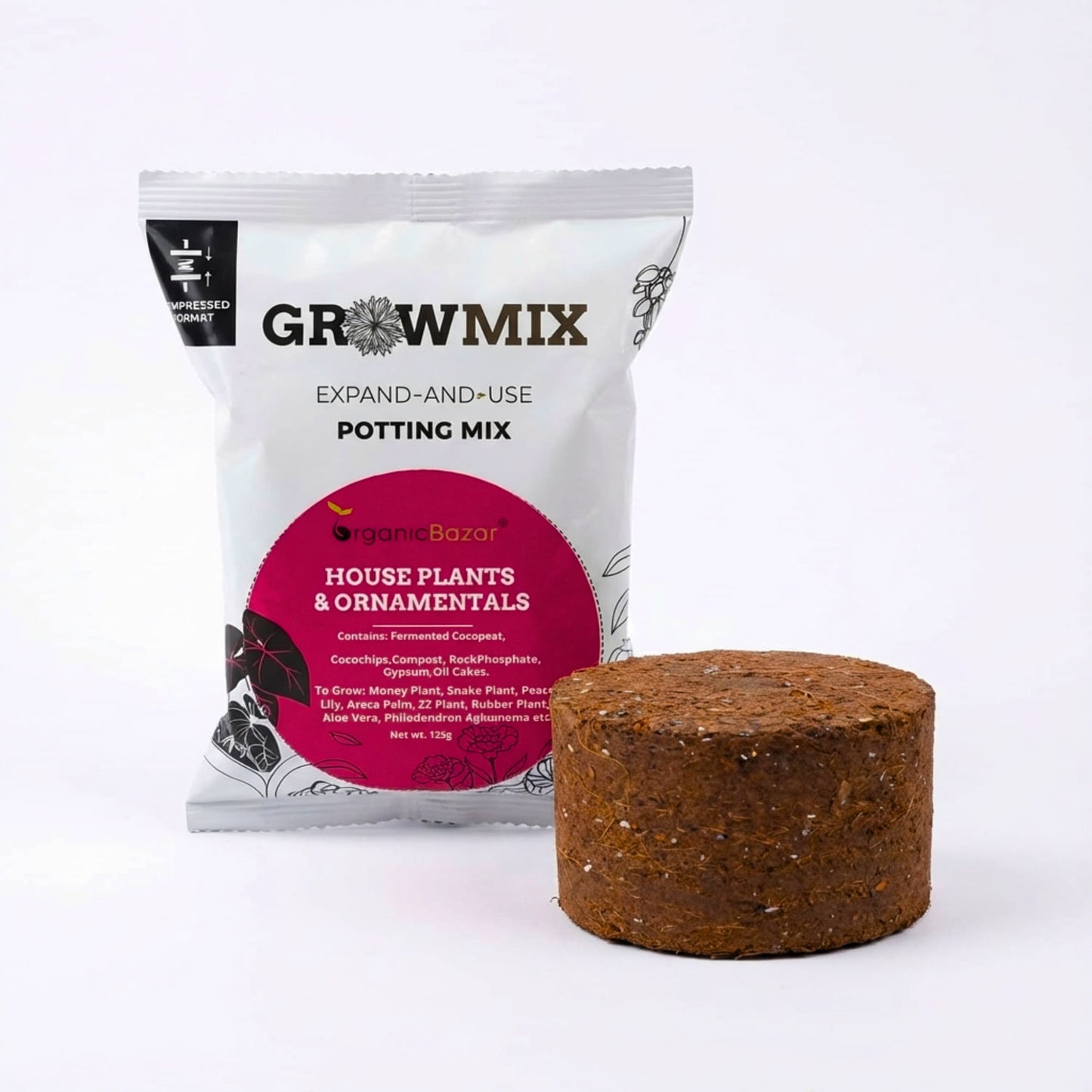 GrowMix Expand-and-Use Potting Mix Disc for House Plants & Ornamentals (Pack of 1)