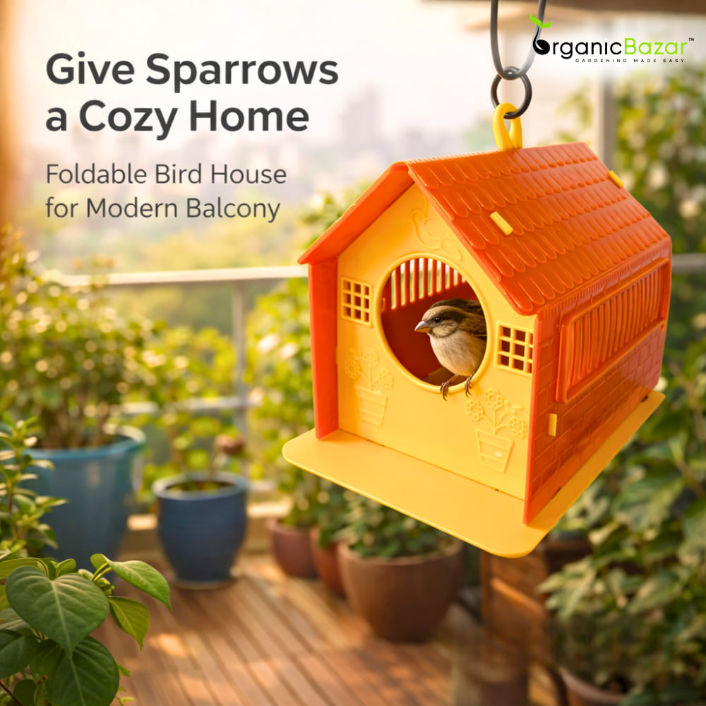 Plastic Bird House Foldable Bird Nest for Sparrows | Outdoor Nesting Shelter for Balcony & Garden | Lightweight & Weather-Resistant Bird Home with Air Ventilation
