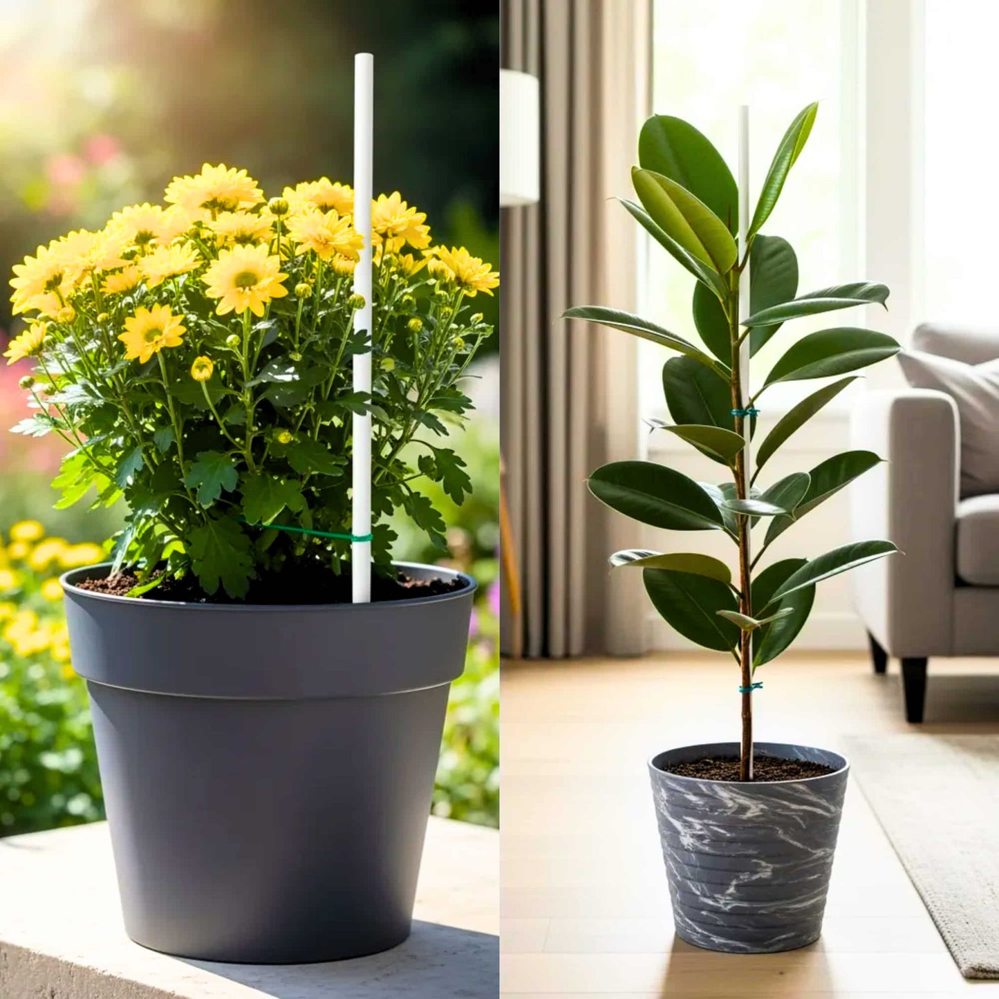 PVC Plant Support Sticks for Home Garden (White, Pack of 8)| Creepers & Climbers | Vertical Growth Support for Plants & Flowers