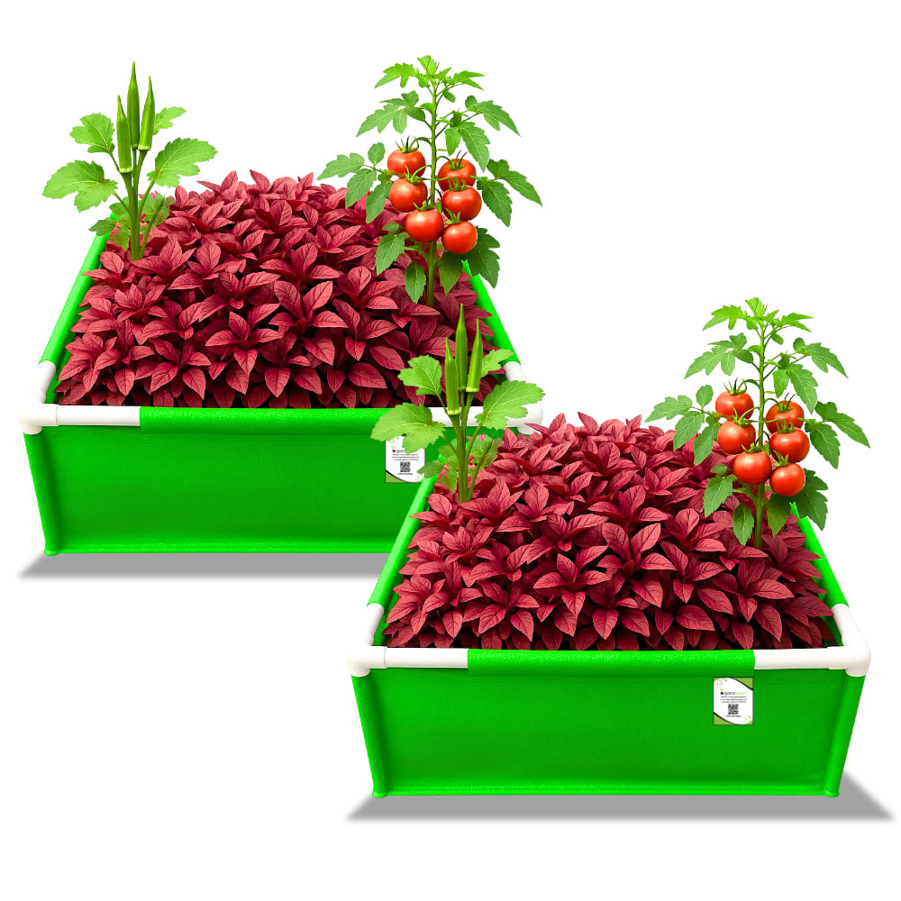 OrganicBazar 24x18x12 Rectangular Grow Bags with PVC Support Pipes for Terrace Garden