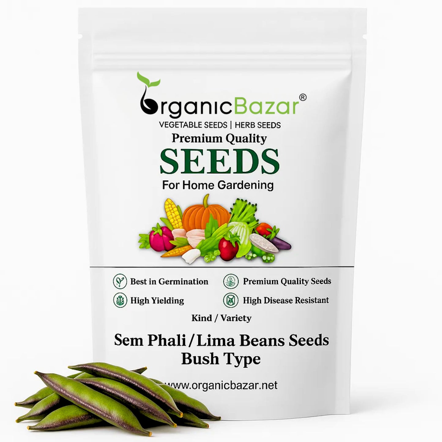 Sem Phali/Lima Beans Seeds Bush Type - 20 Seeds (सेम फली के बीज) Easy To grow, High Germination, High Yield Seeds for Home Gardening