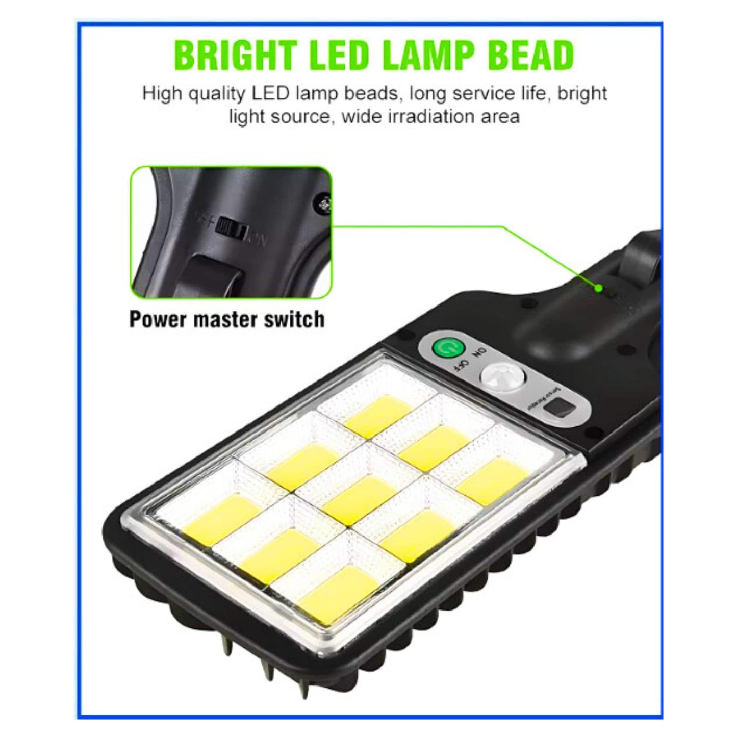 Solar LED Street Lamp Light | Super Bright COB LED | Motion Sensor | Remote Control | Auto-Chargeable Street Lamp for Front Porch, Patio, Garden & Outdoor (Pack of 1)