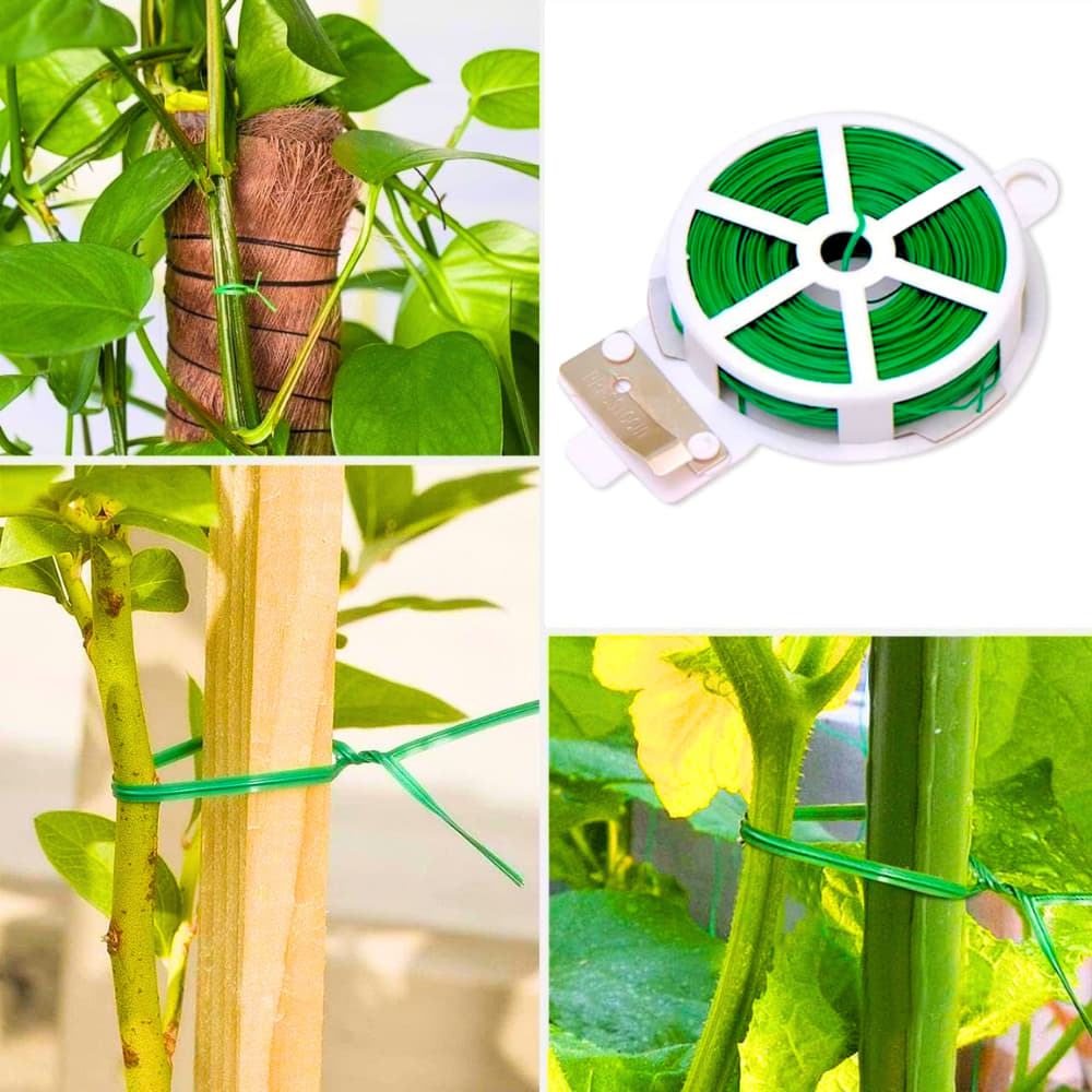 Twist Tie Wire - Pack of 1 | 50m Long | Build in Cutter | High Quality Material | Ideal for Plants Support | Easy To Use | Versatile Usage | OrganicBazar