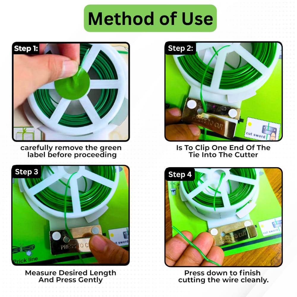 Twist Tie Wire - Pack of 1 | 50m Long | Build in Cutter | High Quality Material | Ideal for Plants Support | Easy To Use | Versatile Usage | OrganicBazar