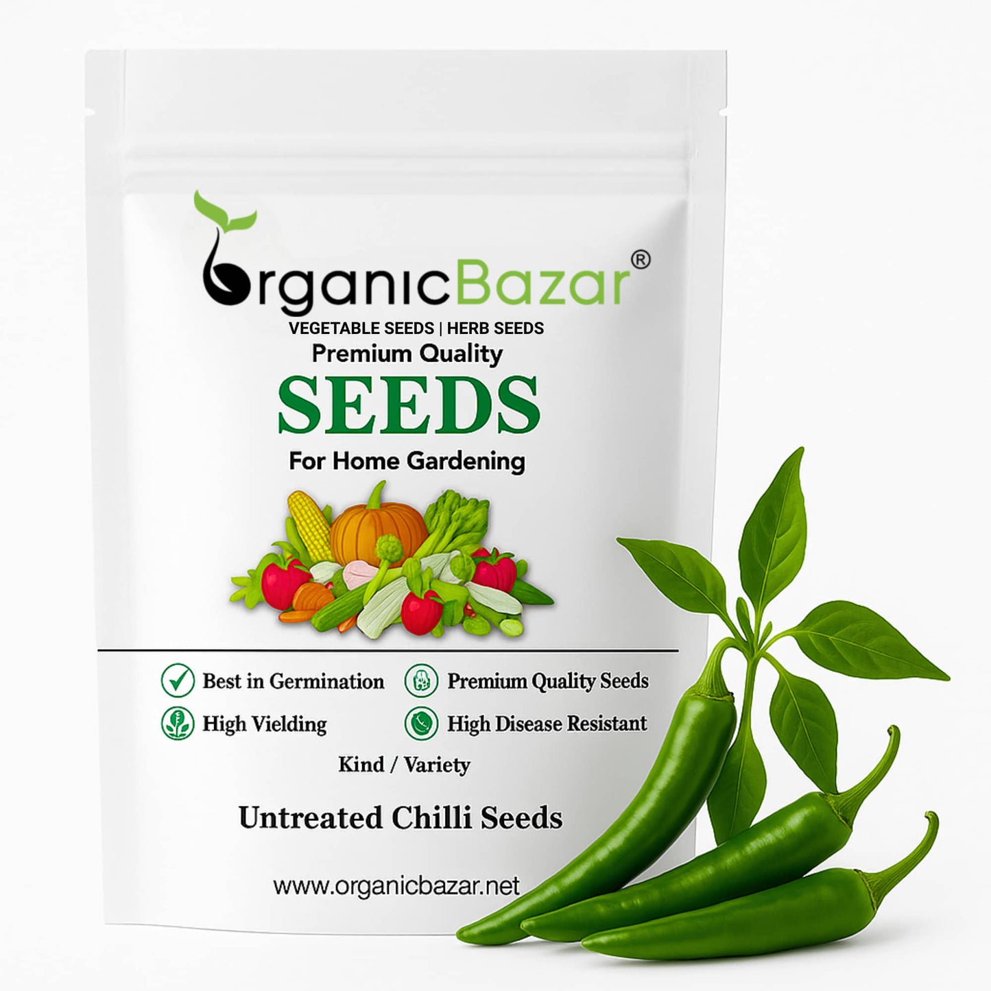 Untreated Chilli Seeds For Organic Gardening - 50 Seeds (Mirch/ मिर्च के बीज)