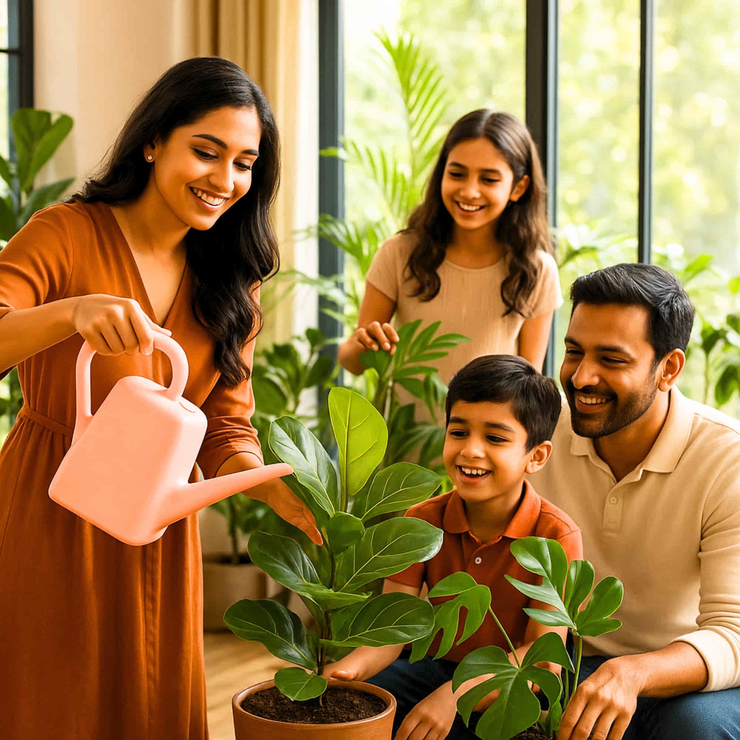 2 Litre Heavy-Duty Plastic Gardening Watering Can with Long Spout (Multi-color) & Ergonomic Handle (Random Color, Pack of 1)