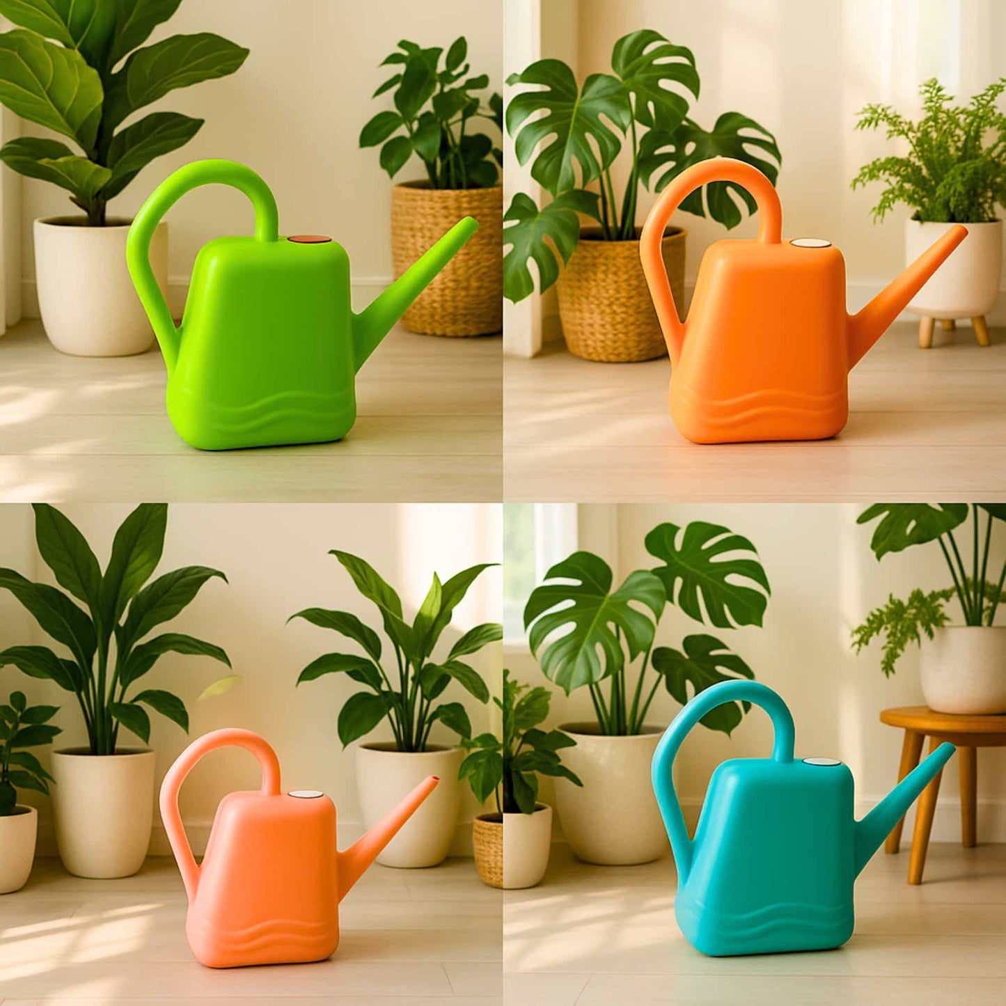 2 Litre Heavy-Duty Plastic Gardening Watering Can with Long Spout (Multi-color) & Ergonomic Handle (Random Color, Pack of 1)