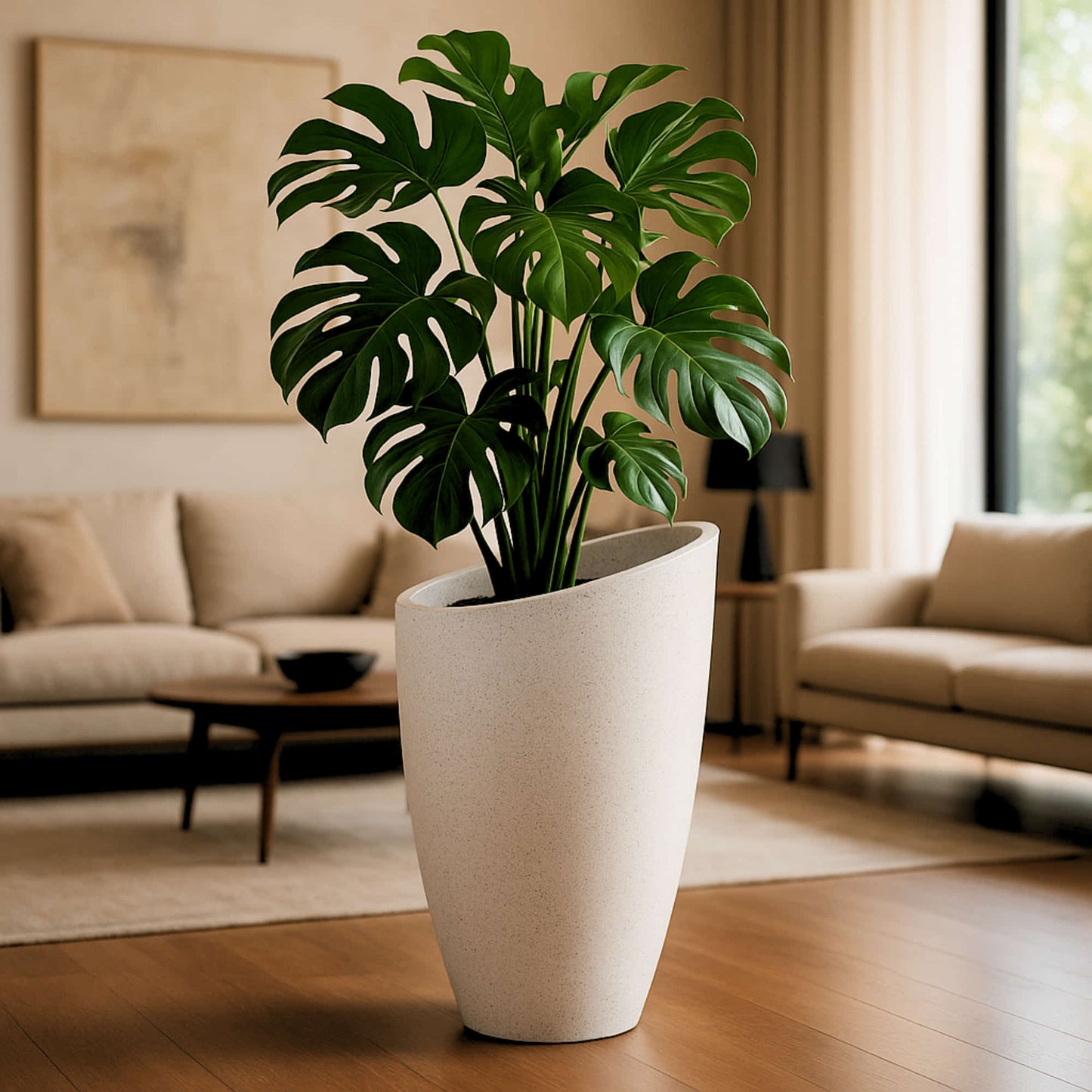 Calista Roto Moulded Tall Luxury Planter with 10+ Years Durability | Huge Terrazzo Finish Roto Container | Durable, Lightweight & Weatherproof Large Pot for Garden, Balcony & Living Room