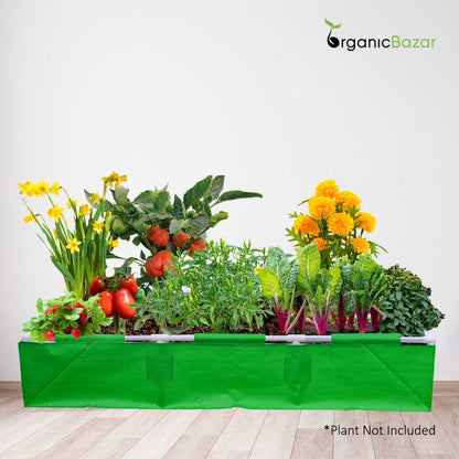 OrganicBazar 72x36x12 Rectangular Grow Bag With Supporting Pvc Pipes Frame, Premium HDPE Green Raised Bed