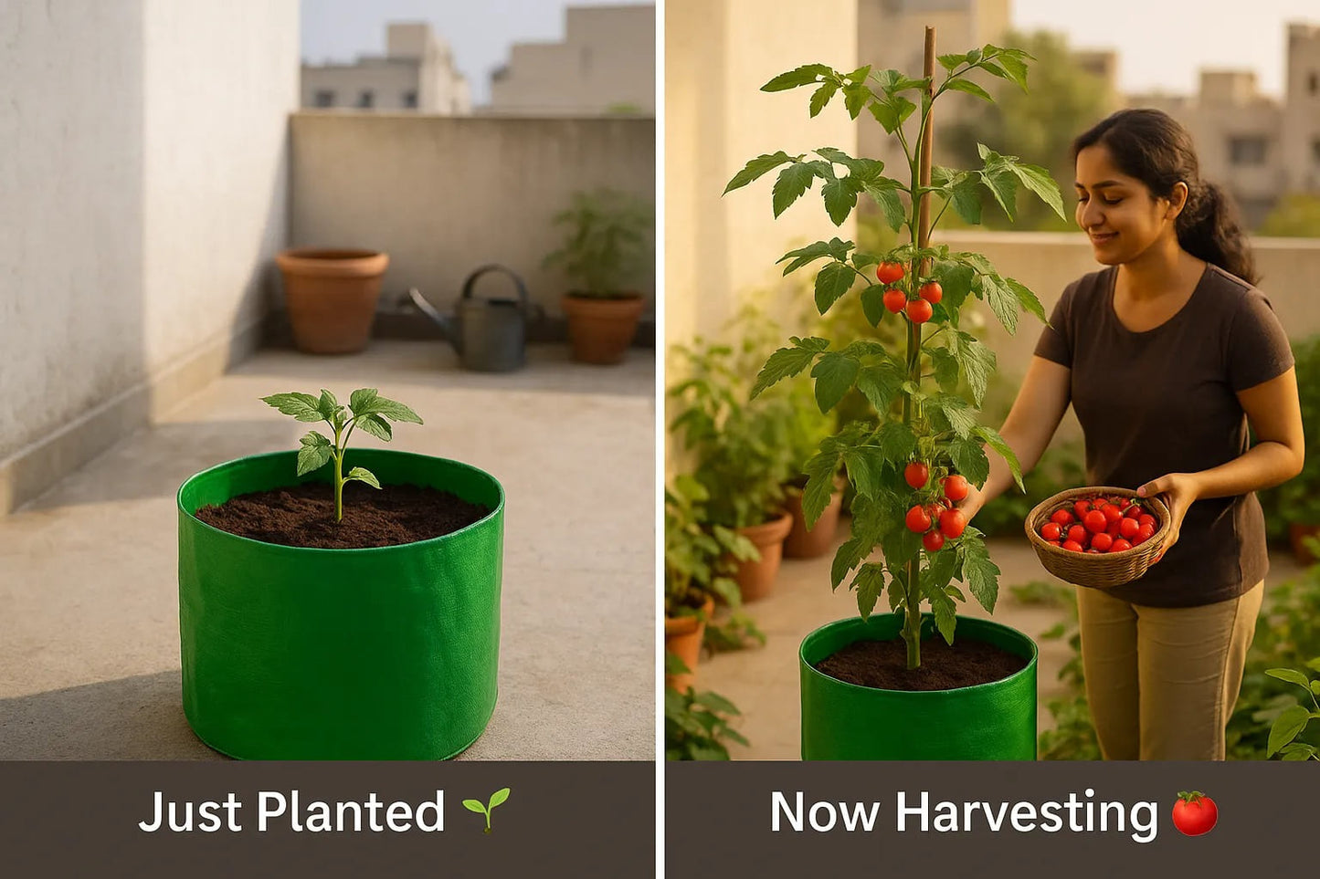 OrganicBazar 12×12 HDPE Round Grow Bag – Premium Quality, Heavy-Duty, UV-Stabilized (260 GSM) Green Plant Bags