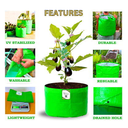 OrganicBazar 12x9 Grow Bag for Vegetable Garden, Premium HDPE 260 GSM Green Plant Bags for Terrace Garden