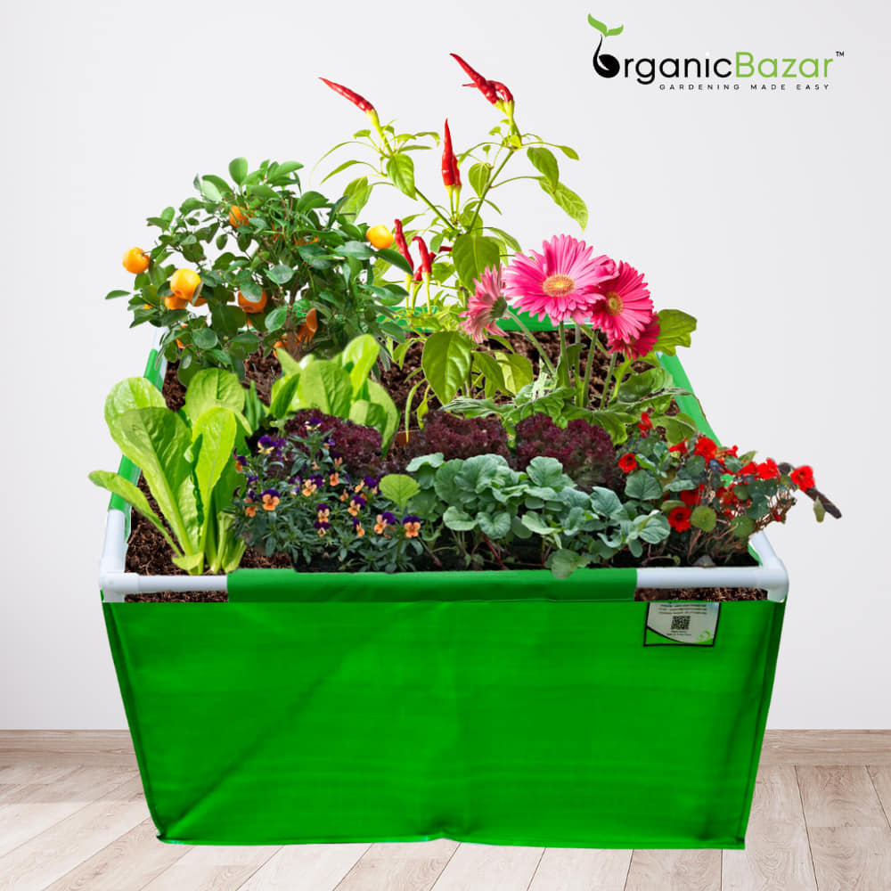 OrganicBazar 24x18x12 Rectangular Grow Bags with PVC Support Pipes