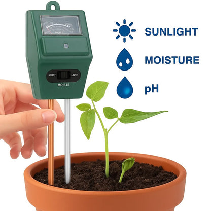 3-in-1 pH Meter for Soil Testing – With Moisture & Light Sensor Ideal for Home Gardening
