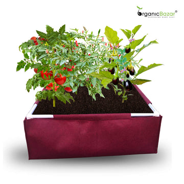 OrganicBazar Geo 36x36x12 Rectangular Grow Bag With Supporting PVC Pipes, Premium 450 GSM Raised Bed