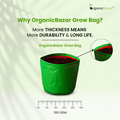 OrganicBazar 9x9 Small Grow Bag for Terrace Garden, Premium HDPE 260 GSM, Green Plant Bags