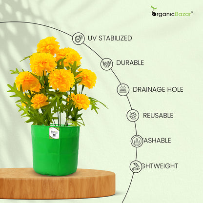 OrganicBazar 9x9 Small Grow Bag for Terrace Garden, Premium HDPE 260 GSM, Green Plant Bags