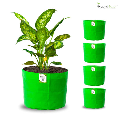 OrganicBazar 5x5 Small Size Grow Bag for Nursery Plants, Premium HDPE 260 GSM, Green Plant Bags