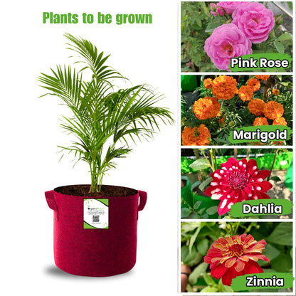 OrganicBazar 9x9 Geo Grow Bags Suitable for Vegetable and Flower Plants, Premium Quality 450 GSM Maroon Planters for Terrace Garden