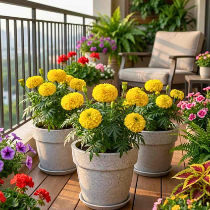 African Marigold Dwarf Yellow Seeds - 30 Seeds (गेंदा के बीज) High Germination/ Easy To grow/ Perfect for pots, balconies, or Terrace gardens