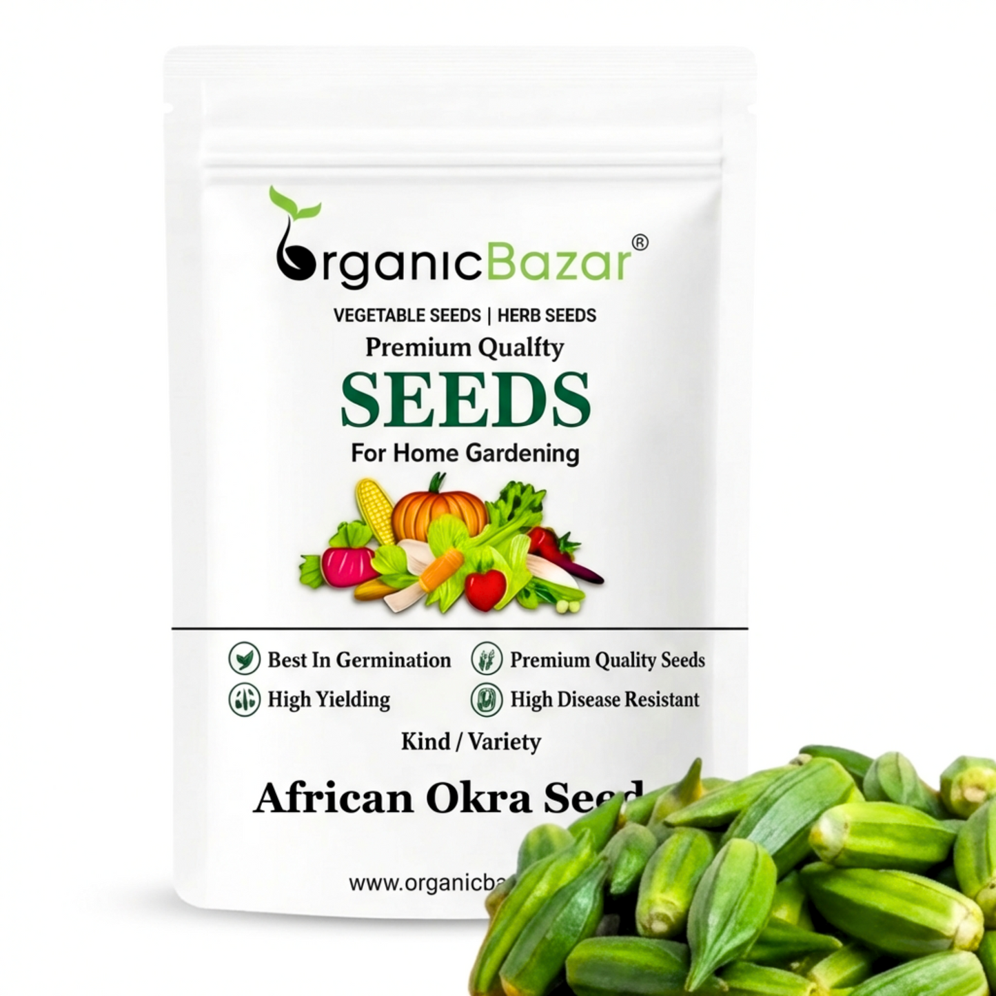 African Okra Seeds (50 Seeds) (भिंडी के बीज) Easy To grow, High Germination, High Yield African Okra Seeds for Home Gardening