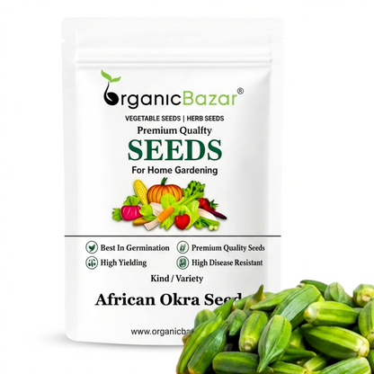 African Okra Seeds (50 Seeds) (भिंडी के बीज) Easy To grow, High Germination, High Yield African Okra Seeds for Home Gardening