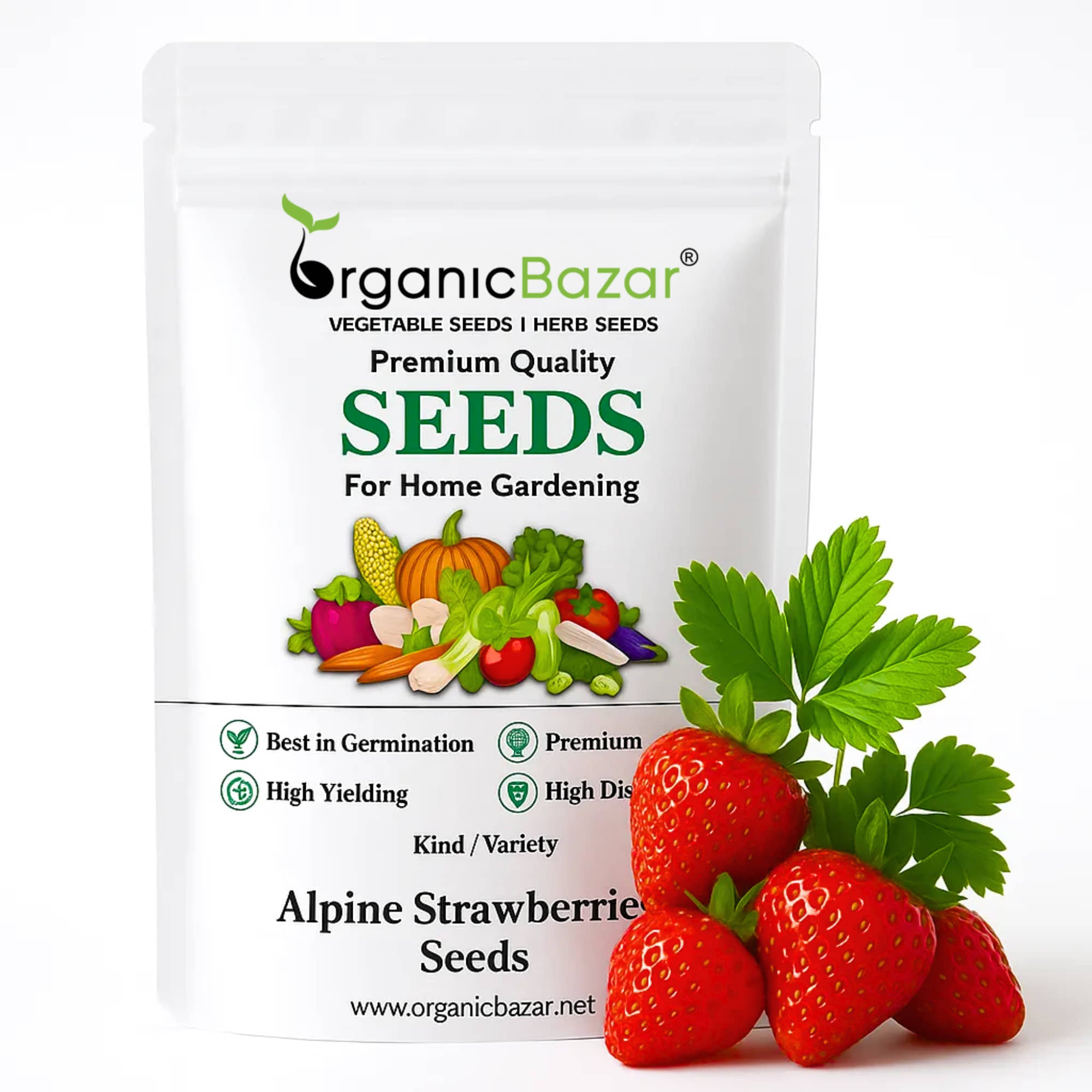 Alpine Strawberries Seeds - 200 Seeds (अल्पाइन स्ट्रॉबेरी के बीज) High Germination/Grow Juicy Strawberries at Home