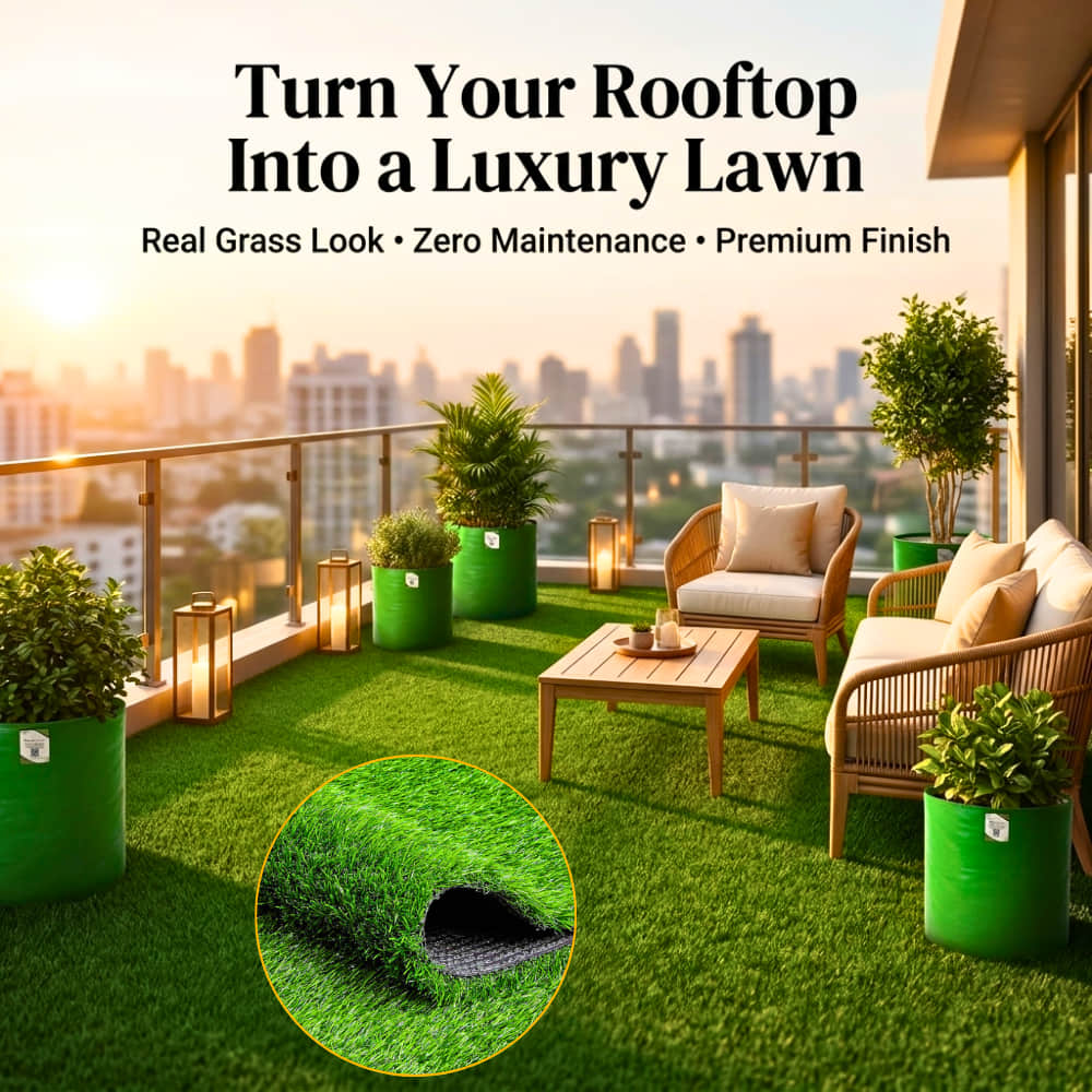 Artificial Green Grass Carpet 35 mm High Density – Realistic Lawn Turf for Garden, Balcony, Indoor & Outdoor Spaces | OrganicBazar