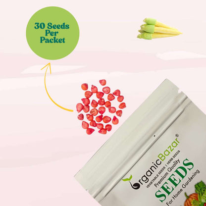 Baby Corn (Makka) Seeds - 30 Seeds (मक्का के बीज) High Germination, Easy to Grow, Premium Quality Baby Corn Seeds for Kitchen Gardening