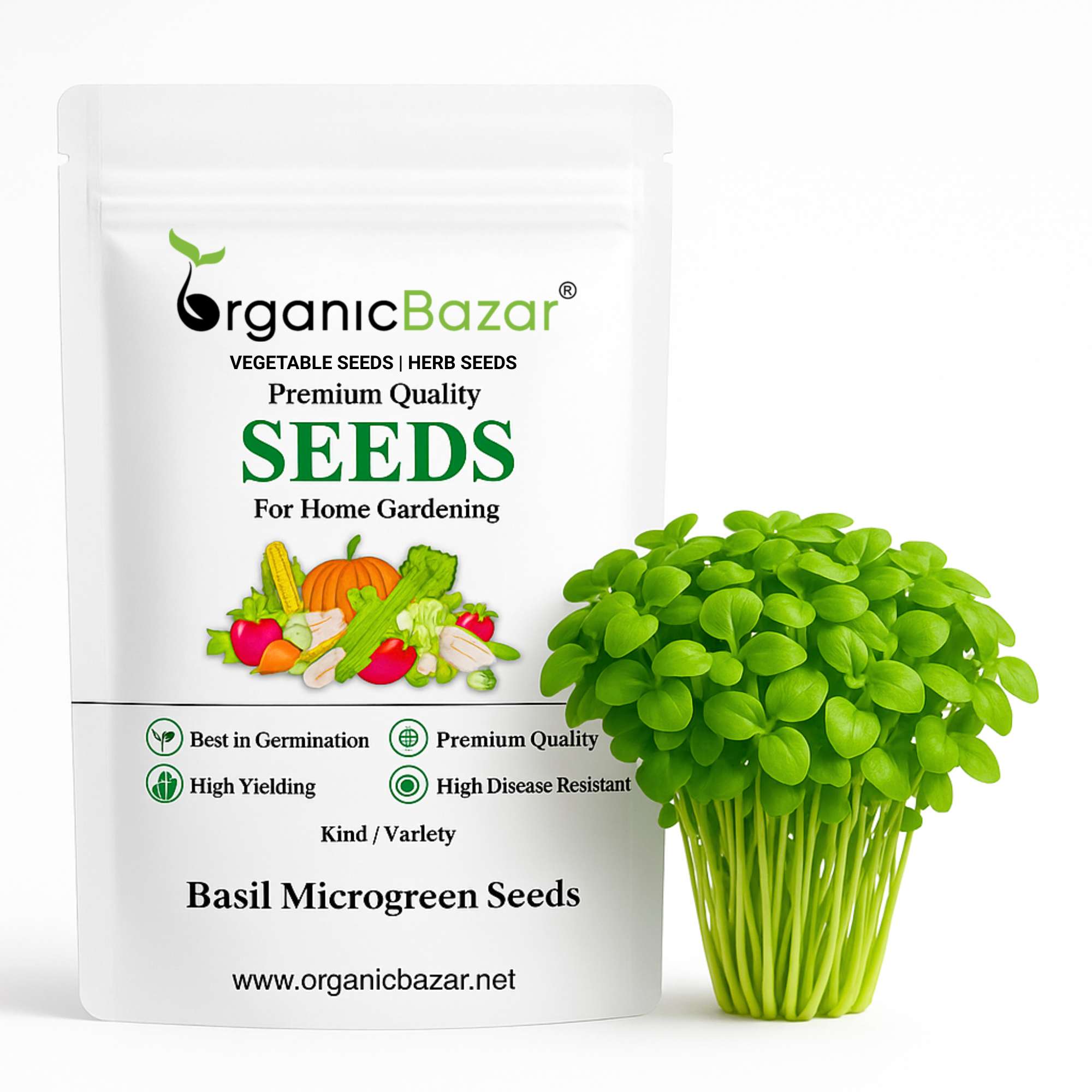 Basil Microgreen Seeds - 10g (Tulsi/तुलसी के बीज)