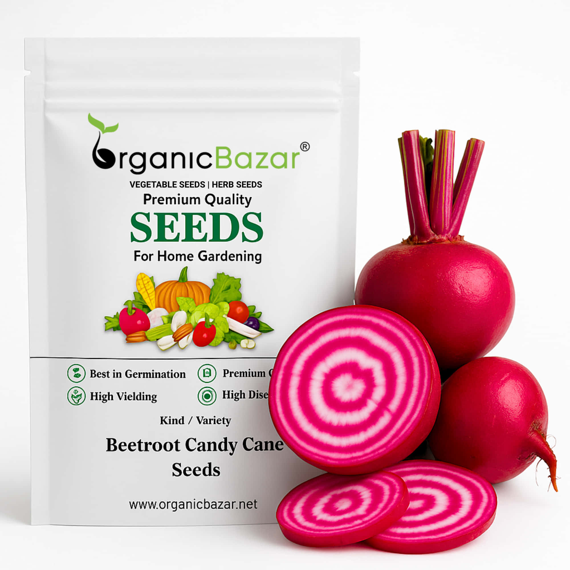 Beetroot (Chukandar) Candy Cane Seeds - 100 Seeds (चुकंदर के बीज)