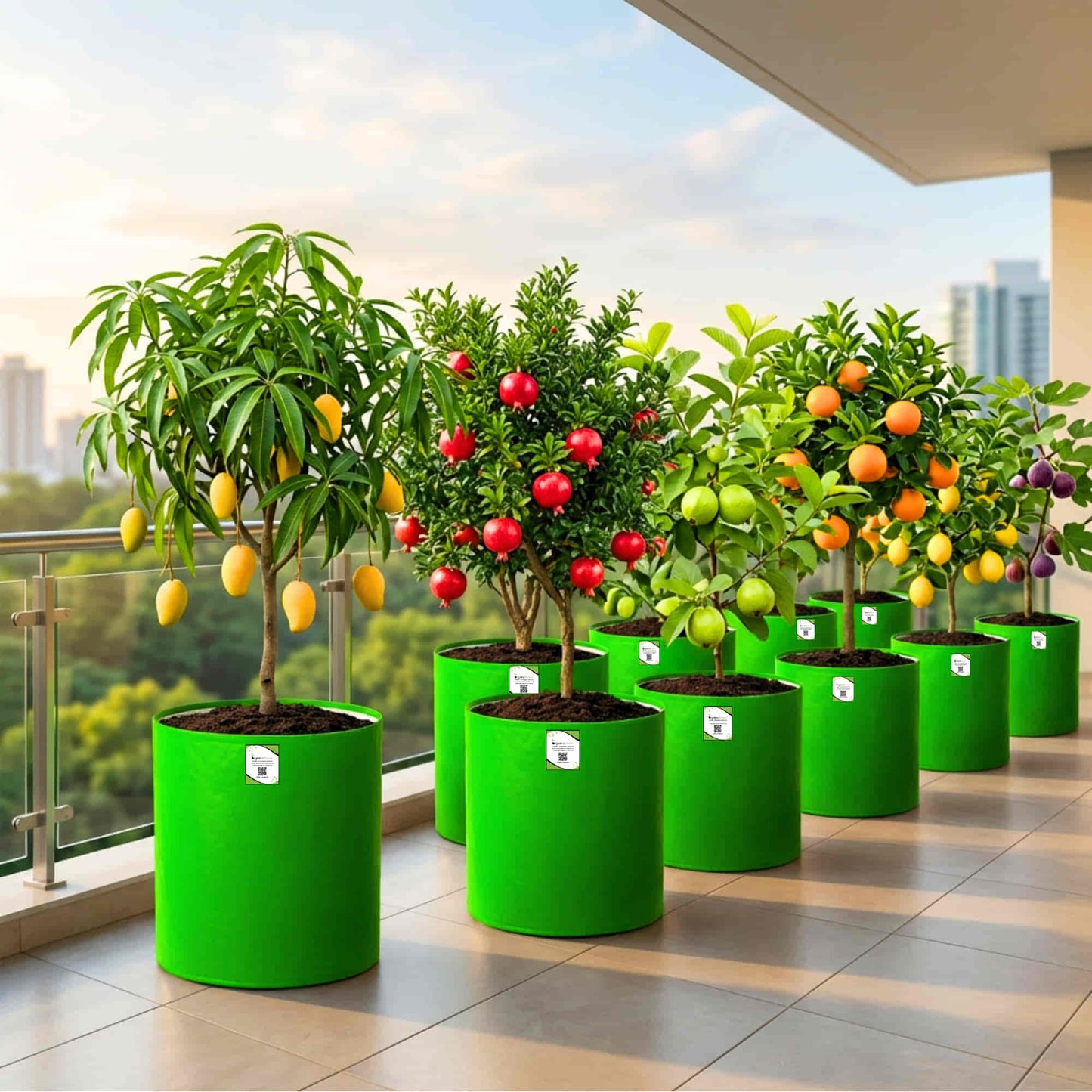 OrganicBazar 18X24 Tree Grow Bag for Home Gardening, Premium HDPE 260 GSM Green Big Plant Bags