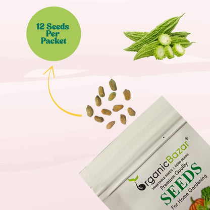 Bitter Gourd Jhalari Seeds - 12 Seeds (karela/करेला के बीज) Easy To grow, High Germination, High Yield Karela Seeds for Home Gardening