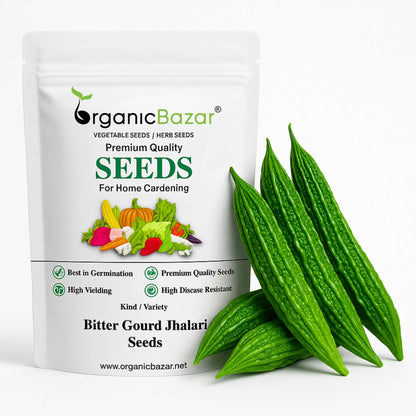 Bitter Gourd Jhalari Seeds - 12 Seeds (karela/करेला के बीज) Easy To grow, High Germination, High Yield Karela Seeds for Home Gardening