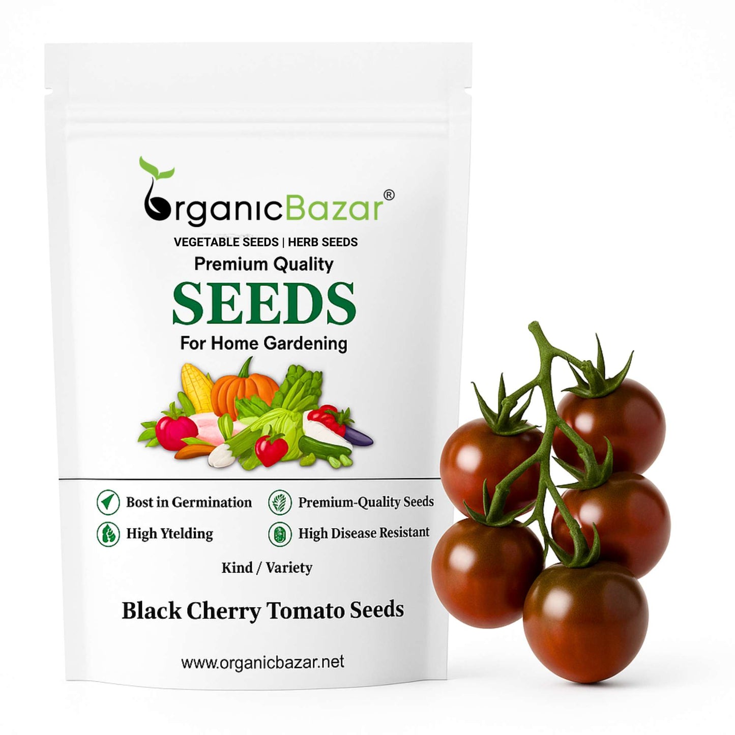 Black Cherry Tomato Seeds (30 Seeds) High Germination/ Easy to Grow/ Ideal for Terrace/Kitchen Gardening