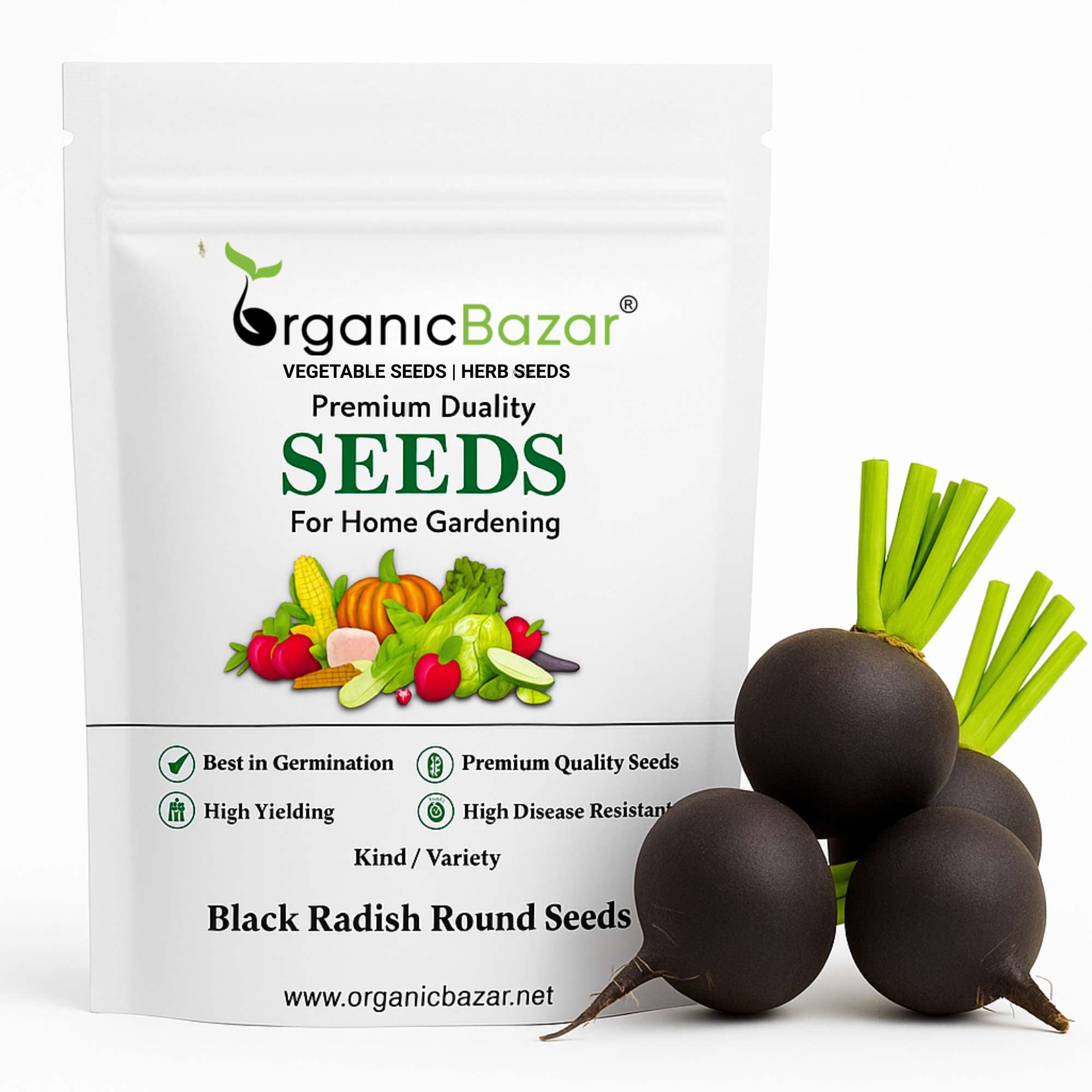 Black Radish Round Seeds - 100 Seeds (kali Mooli/ काली मूली के बीज)