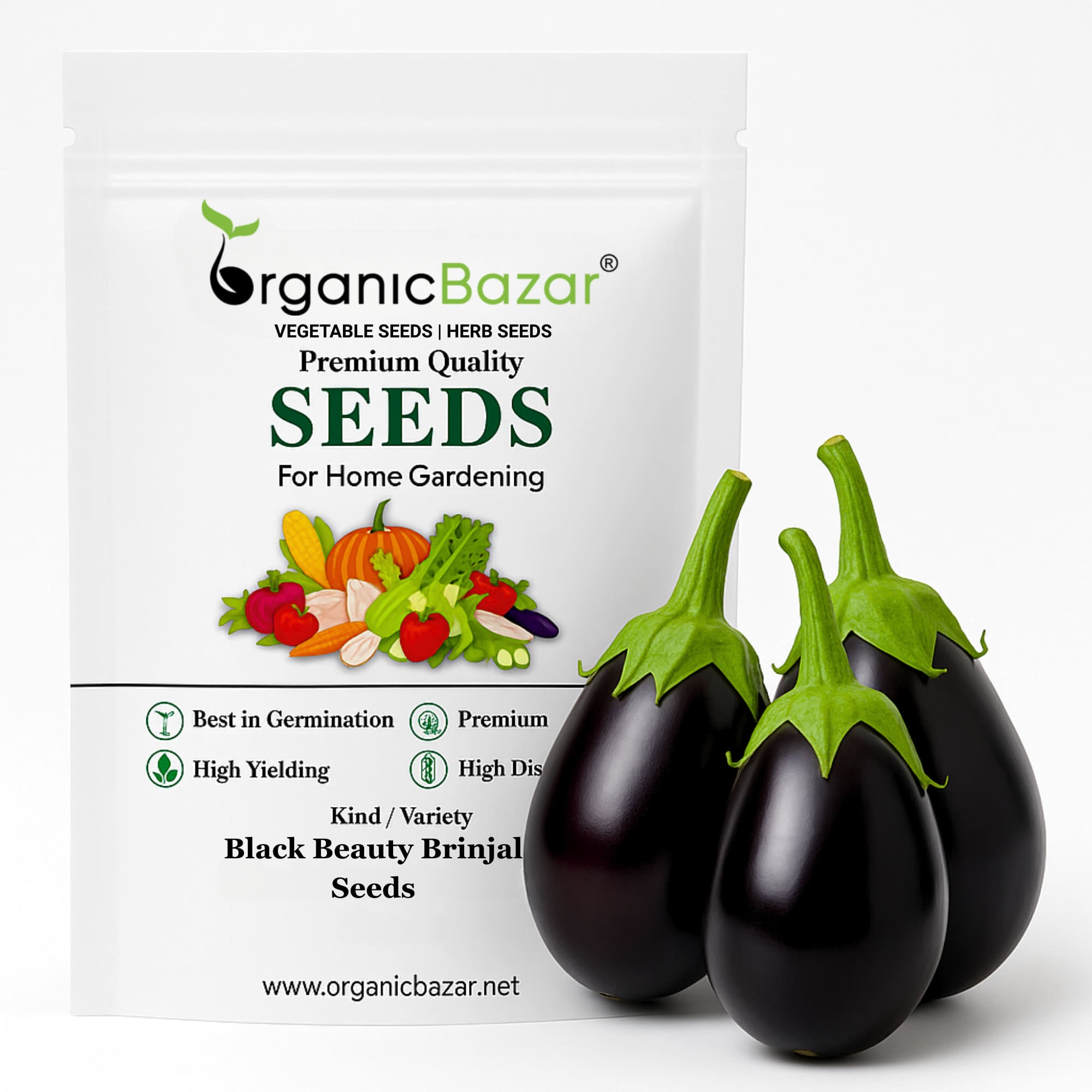 Black Beauty Brinjal Seeds - 50 Seeds (Black beauty Baingan/Eggplant/बैंगन के बीज) High Germination/ High Yield / Ideal for Terrace/Kitchen Gardening