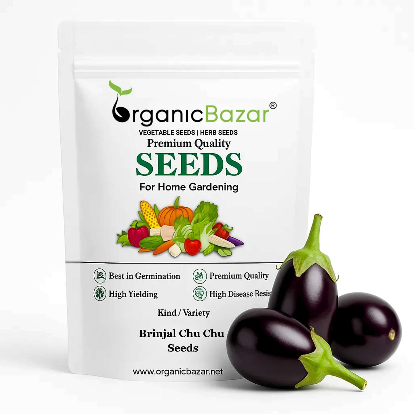 Brinjal Chu Chu Seeds - (50 Seeds) High Germination/ High Yield / Ideal for Terrace/Kitchen Gardening (Baingan/eggplant/ बैंगन के बीज)