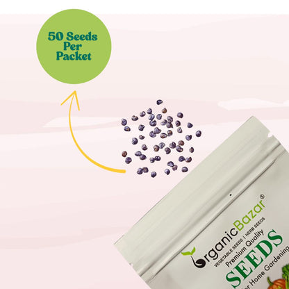 Brinjal Oval Purple With White Strips Seeds - 50 Seeds) High Germination/ High Yield / Ideal for Terrace/Kitchen Gardening (Baingan/Eggplant/बैंगन के बीज)