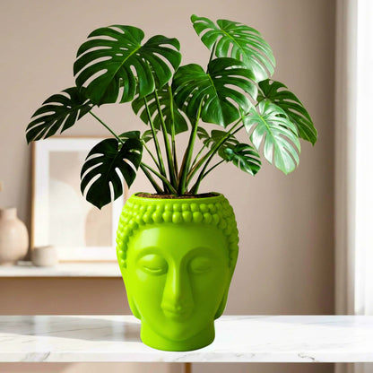 Buddha Face Planter Plastic Pot (Pack of 1) – Luxury Geometric Designer Unique Plant Pots for Living Room, Bedroom, Office, Villa, & premium commercial interiors