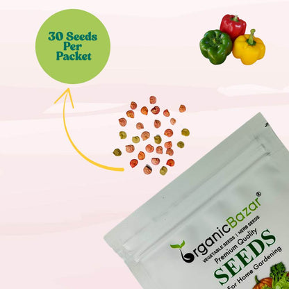 Capsicum-Bellpepper Mixed Color Seeds - (30 Seeds) High Yield | High Germination | Best for Home Gardens  (Shimla Mirch/ शिमला मिर्च के बीज)