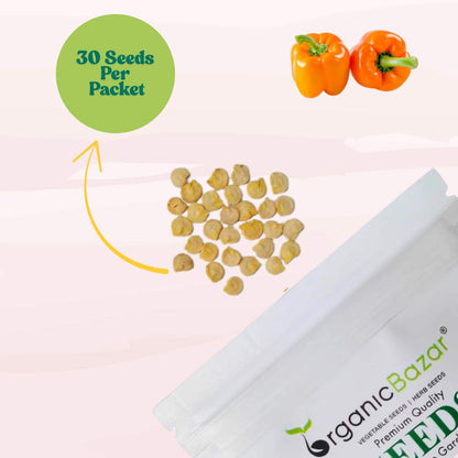 Capsicum Orange (OP) Seeds - (30 Seeds) High Yield/ High Germination Best for Home Gardens  (Naarangi Shimla Mirch/नारंगी शिमला मिर्च के बीज)