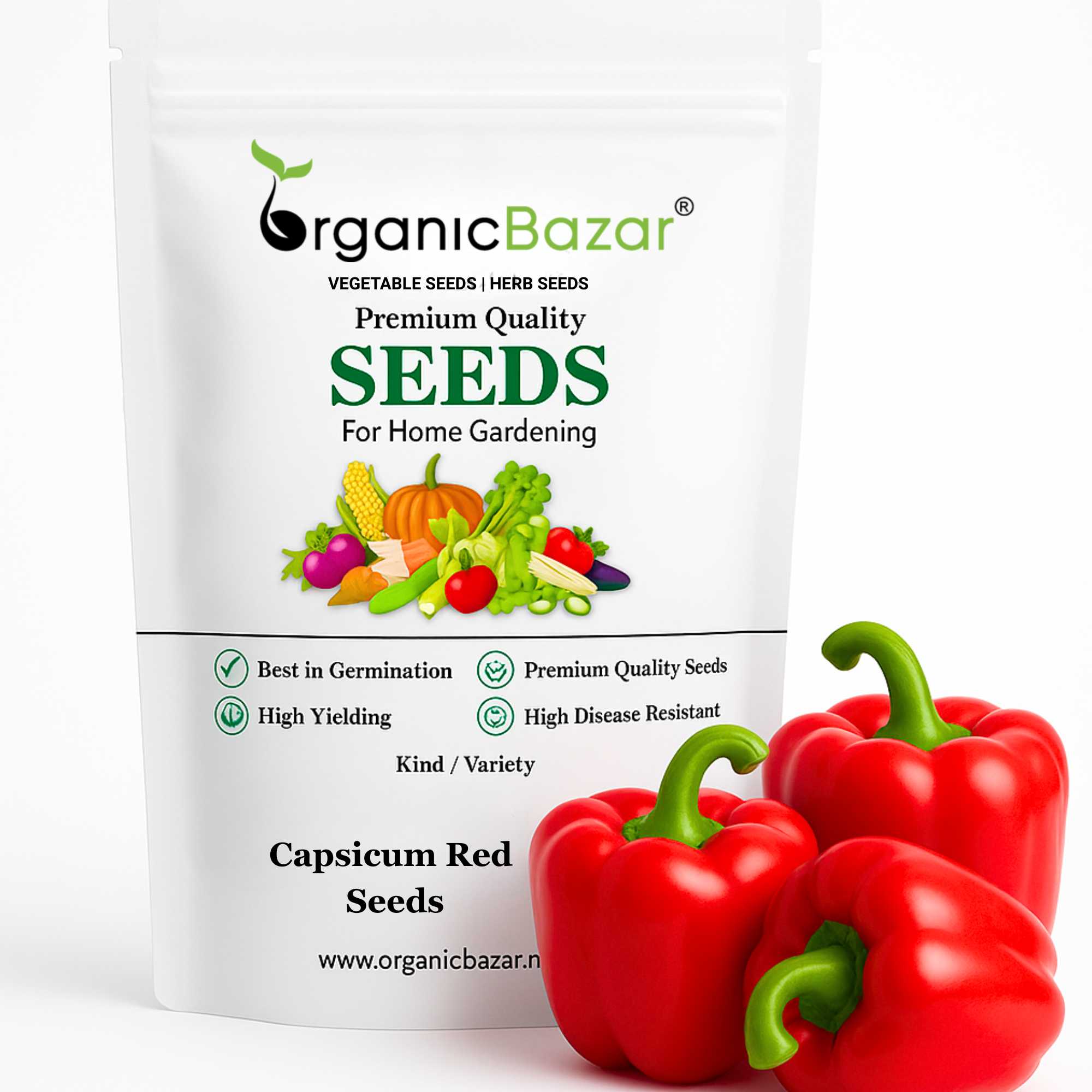 Capsicum Red ( Lal Shimla Mirch) Seeds - (30 Seeds) High Yield | High Germination | Best for Home Gardens ( लाल शिमला मिर्च के बीज)