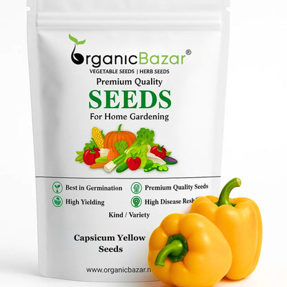 Capsicum Yellow (Pili Shimla Mirch) Seeds - (30 Seeds) High Yield | High Germination | Best for Home Gardens (पीली शिमला मिर्च के बीज)