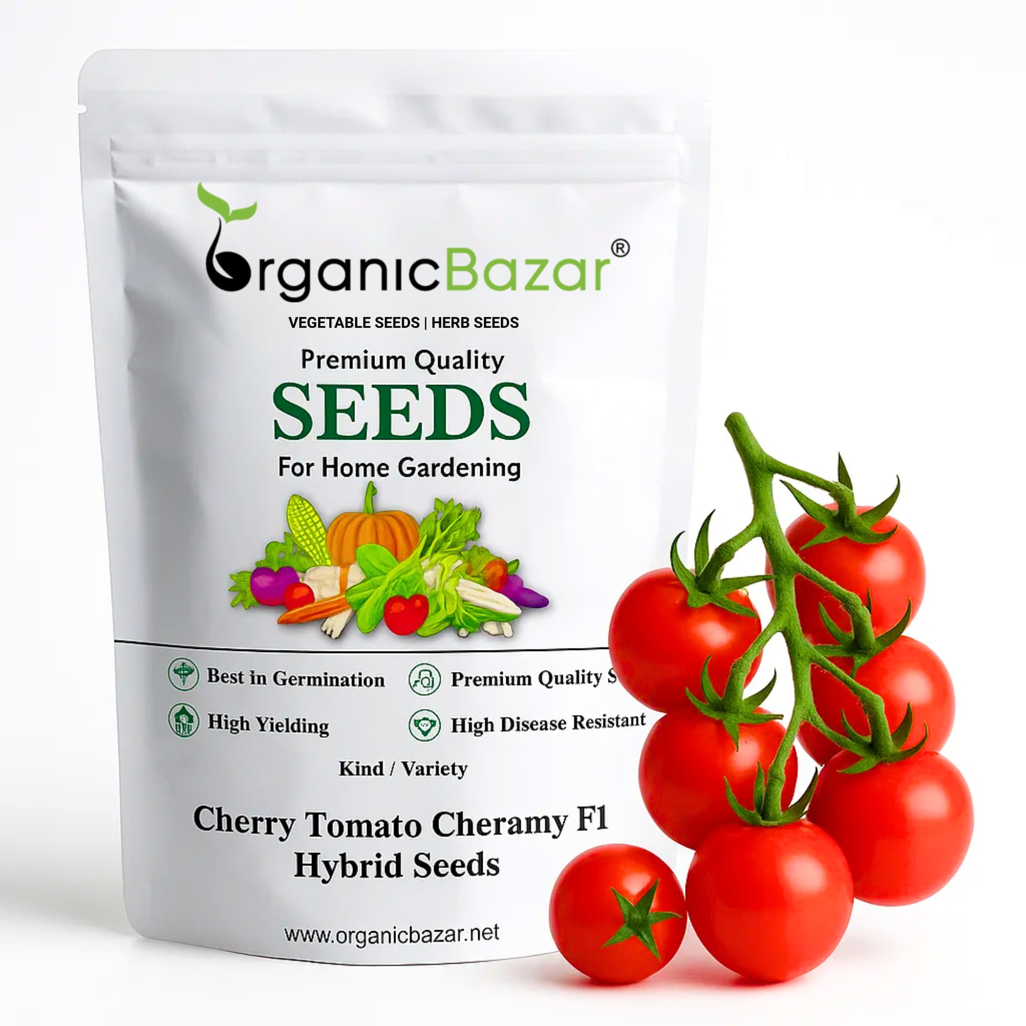 Cherry Tomato Cheramy F1 Hybrid Seeds - 30 Seeds (Cherry Tamatar/चेरी टमाटर के बीज) High Germination/ Easy to Grow/ Ideal for Terrace/Kitchen Gardening