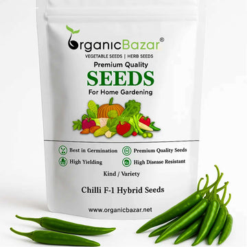 Chilli (Mirch) F-1 Hybrid Seeds - (50 Seeds) High Yield | High Germination | Best for Home Gardens (मिर्च के बीज)