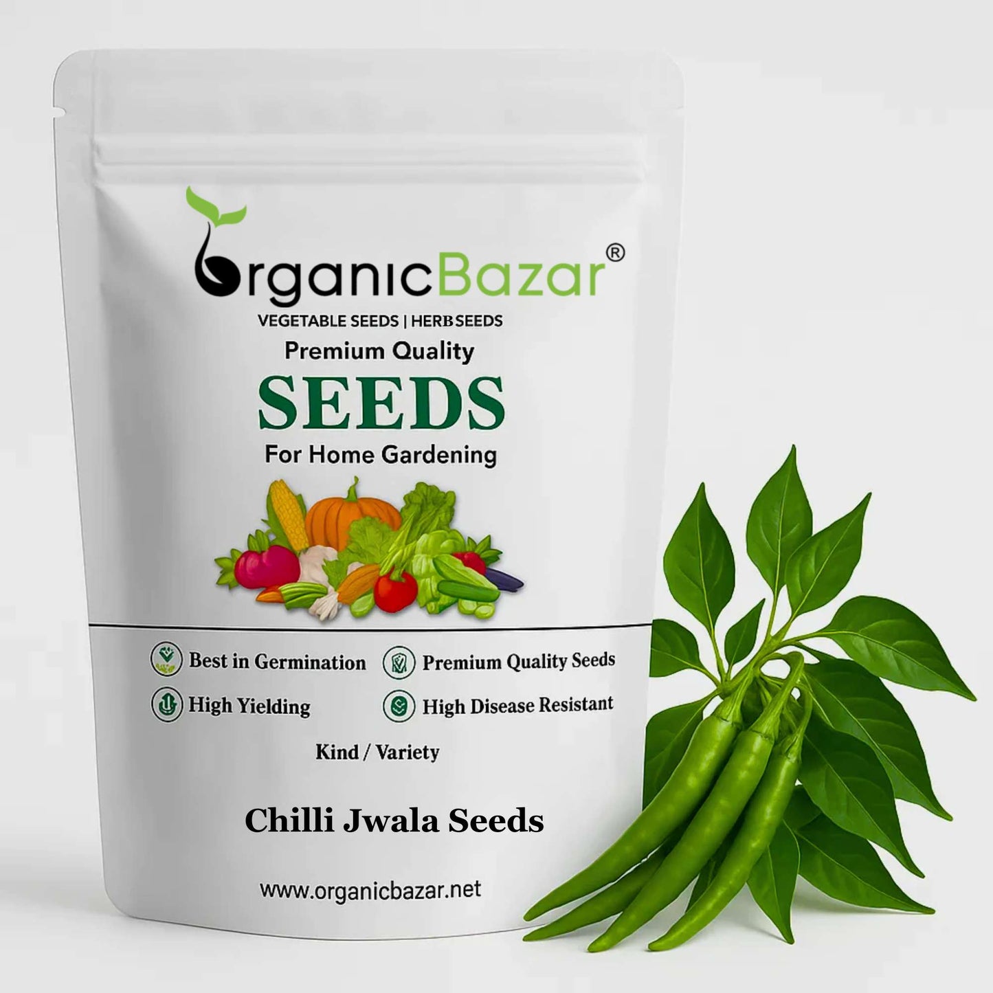 Chilli Jwala (Hari Mirch) Seeds - (50 Seeds) High Yield | High Germination | Best for Home Gardens (मिर्च के बीज) (हरी मिर्च के बीज)