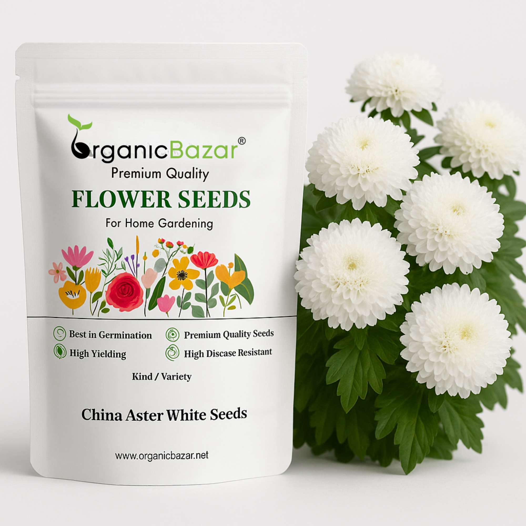 China Aster White Seeds (100 Seeds)