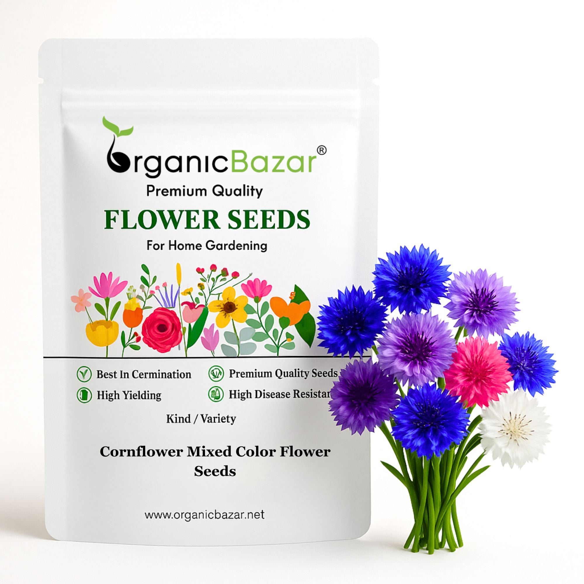 Cornflower Mixed Color Flower Seeds (100 Seeds)