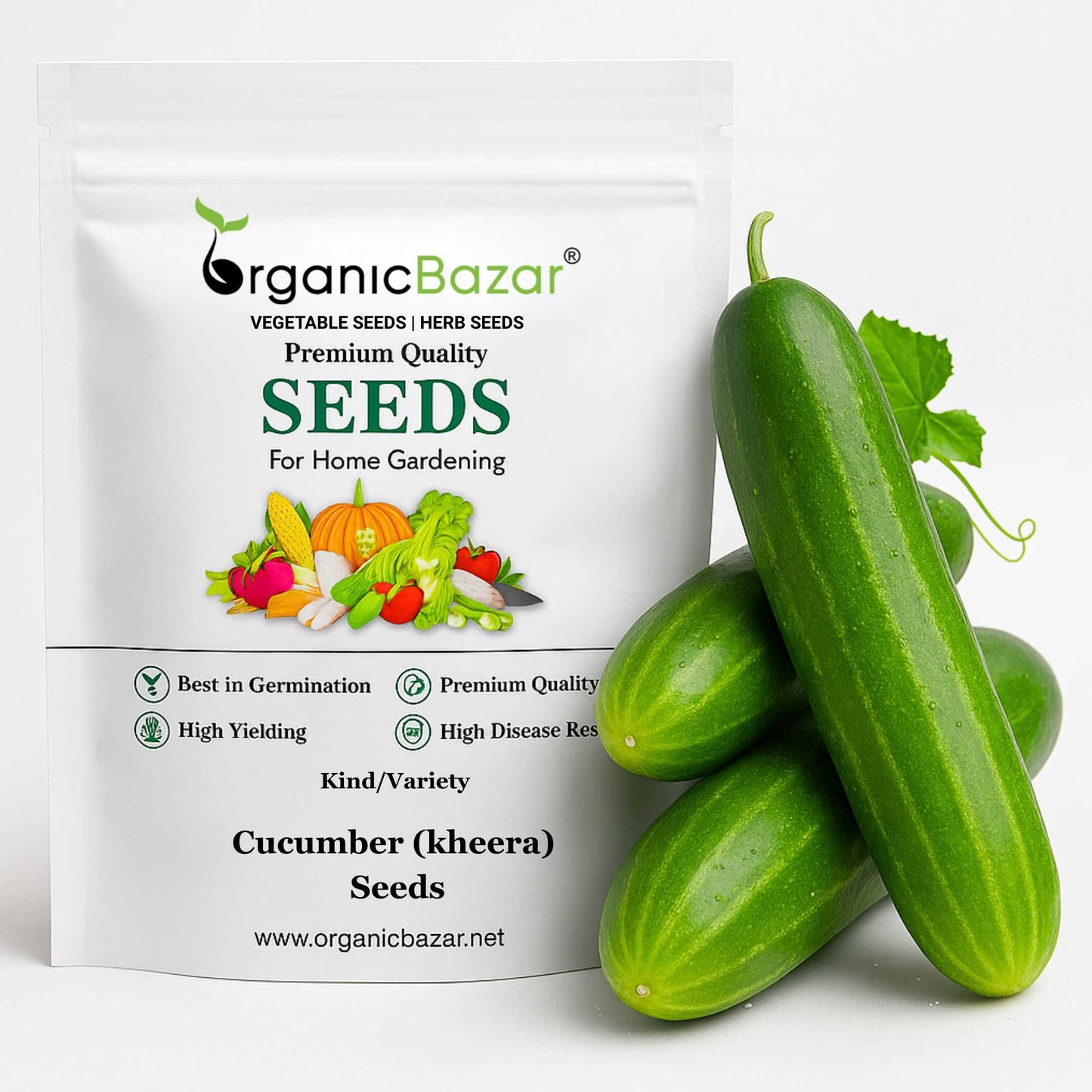 Cucumber (Kheera) Seeds - 20 Seeds (Kakdi/ककड़ी/खीरा के बीज) - High Germination, Easy to Grow, High Yield Seeds For Terrace Gardening