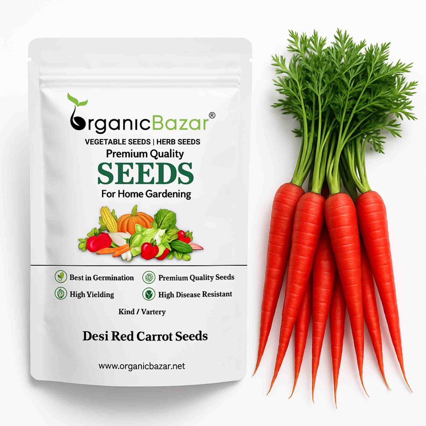 Desi Red Carrot Seeds - 1000 Seeds (Desi Laal Gajar/ देशी लाल गाजर के बीज)